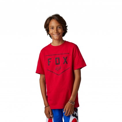 Dětské triko Fox Youth Shield Ss Tee - Flame Red