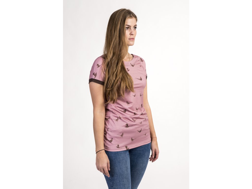 17 kolekce bažant triko dámské světle růžová hnědá 2