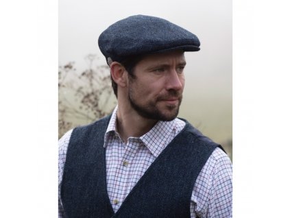 oakmoor flat cap midnight blue model