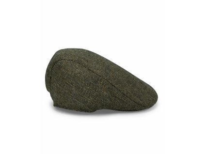 Bekovka Herringbone Waterproof Tweed Cap zelená