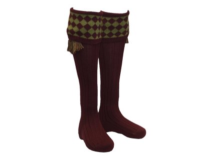 chessboard socks burgundy bracken 1