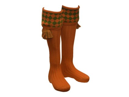 chessboard socks burnt orange 1