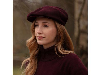 bridgemoor baker boy cap burgundy model