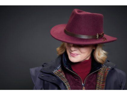 Jack Murphy klobouk Boston Wool Felt Hat / Leather Band vínový