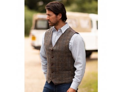 dalston waistcoat clinton brown model