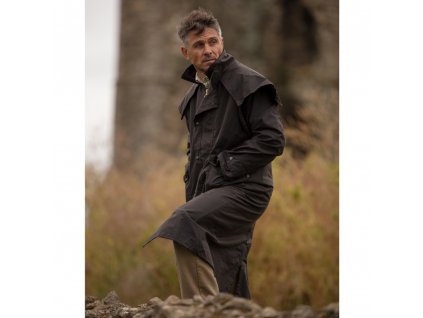 wax stockman cape coat brown model