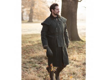 wax stockman cape coat olive model