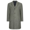Owen Mid Length Coat Olive Wide Herringbone 1