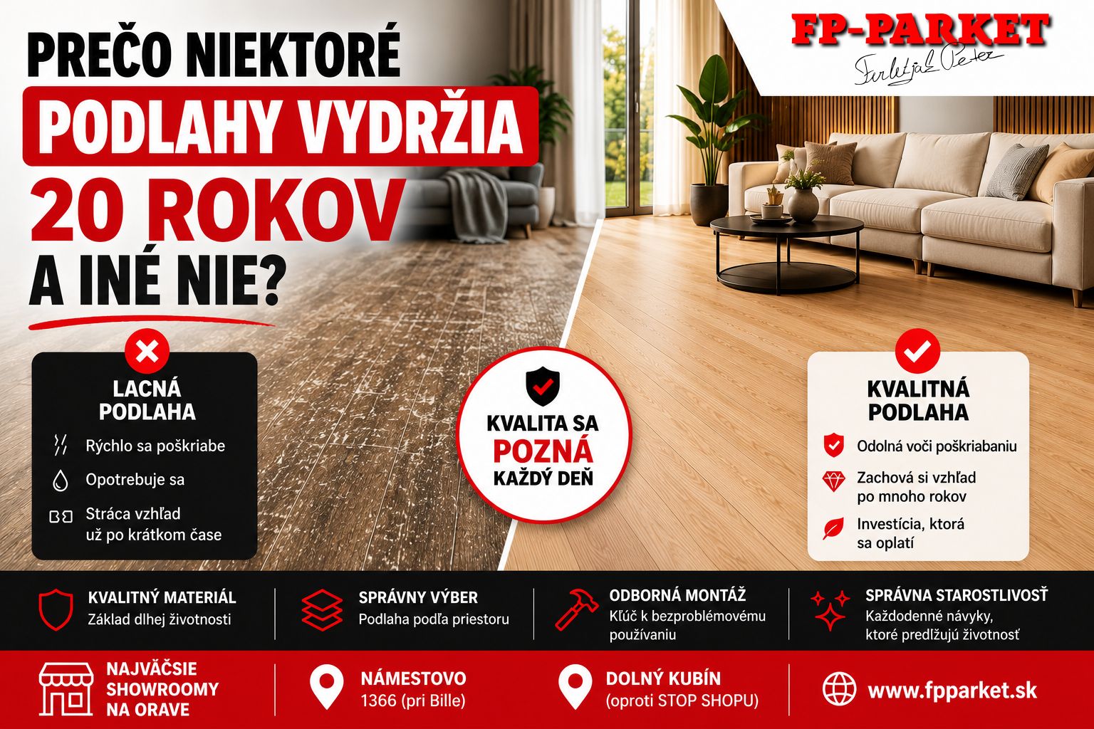 Prečo niektoré podlahy vydržia 20 rokov a iné vyzerajú opotrebovane už po pár rokoch?