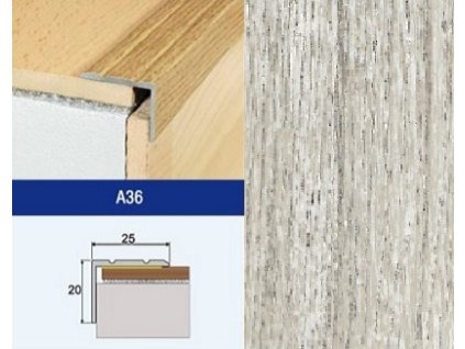 Podlahovy profil Effector A36 schod 25x20 Dub Malaga