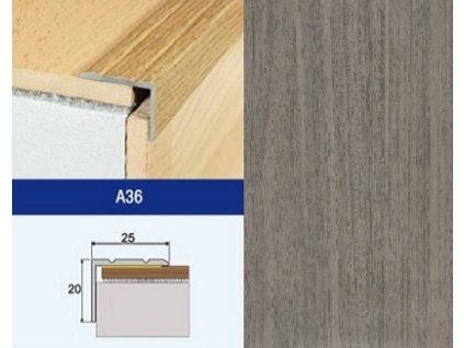 Podlahovy profil Effector A36 schod 25x20 Dub Verden