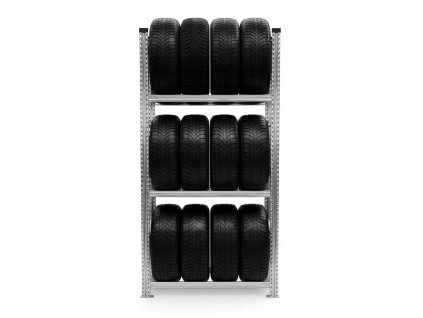 FP SYSTEMS – Regál na pneumatiky s ráfkem, 1972x1500x500 mm, 3 police, základní, pozink