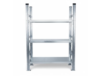 FP SYSTEMS – Kovový policový regál, 1576x600x320 mm, 3 police, základní, pozink