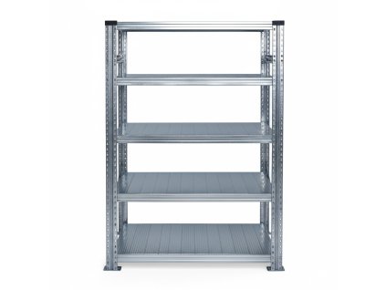 FP SYSTEMS – Kovový policový regál, 1576x1500x700 mm, 5 polic, základní, pozink