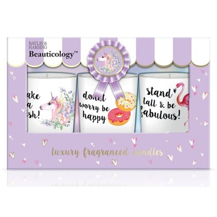 Baylis & Harding Dárková sada svíček - Beauticology, 3ks