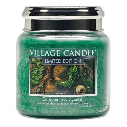 Village Candle Vonná svíčka ve skle, Kardamom a Cypřiš - Cardamom & Cypress 16oz