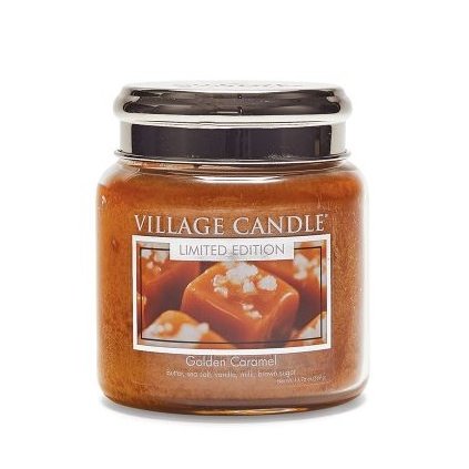 Village Candle Vonná svíčka ve skle, Zlatý Karamel - Golden Caramel 16oz