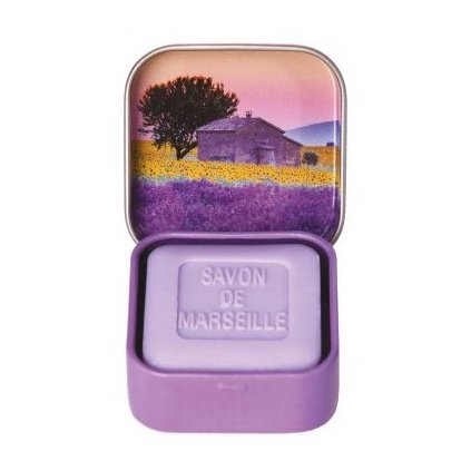 Esprit Provence Marseillské mýdlo v plechu - Levandule a chatka v polích, 25g  Esprit Provence