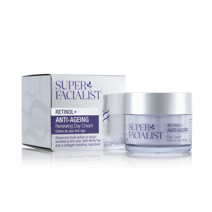 BA SF25642 SUPER FACIALIST RETINOL ANTI AGEING RENEWING DAY CREAM CARTON ANGLED JAR FOP HI