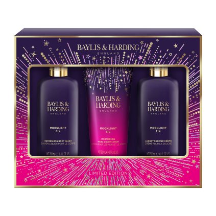 Moonlight Fig - sada s péčí o tělo, 3 ks zářivá dárková sada kosmetických produktů s vůní fíku a granátového jablka, 3x300 ml