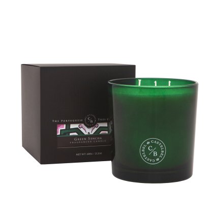 1 9155 CB Tile Collection Green Sencha Three Wick Candle 1 square UPR