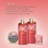 Tropical Paradise - sada s péčí o tělo a svíčkou, 4 ks  velká dárková relaxační sada v elegantním balení s tropickým květinovým motivem