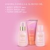Jojoba, Vanilla & Almond Oil - sada s péčí o tělo a ruce, 3 ks  trio tělových produktů s jemnou vůní jojoby a vanilky v kosmetické taštičce