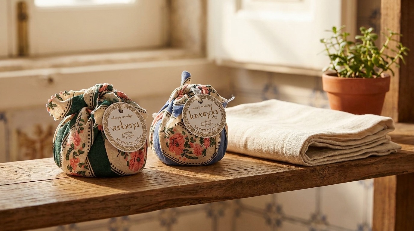 Chita: săpunuri învelite în textil portughez cu imprimeu floral