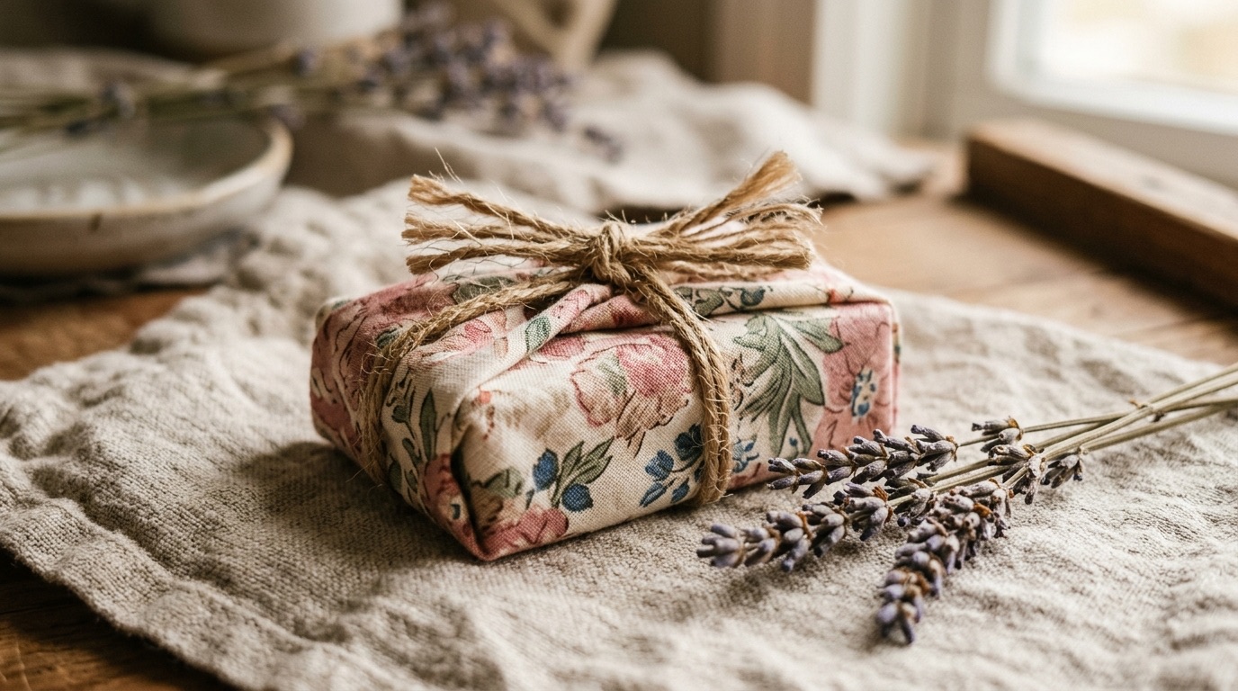 Săpun Castelbel învelit într-un material textil portughez cu flori
