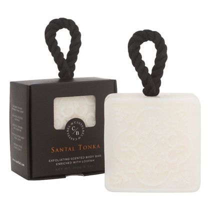 Exfoliačné mydlo na šnúrke - Santalové drevo & Tonka fazuľa, 150g