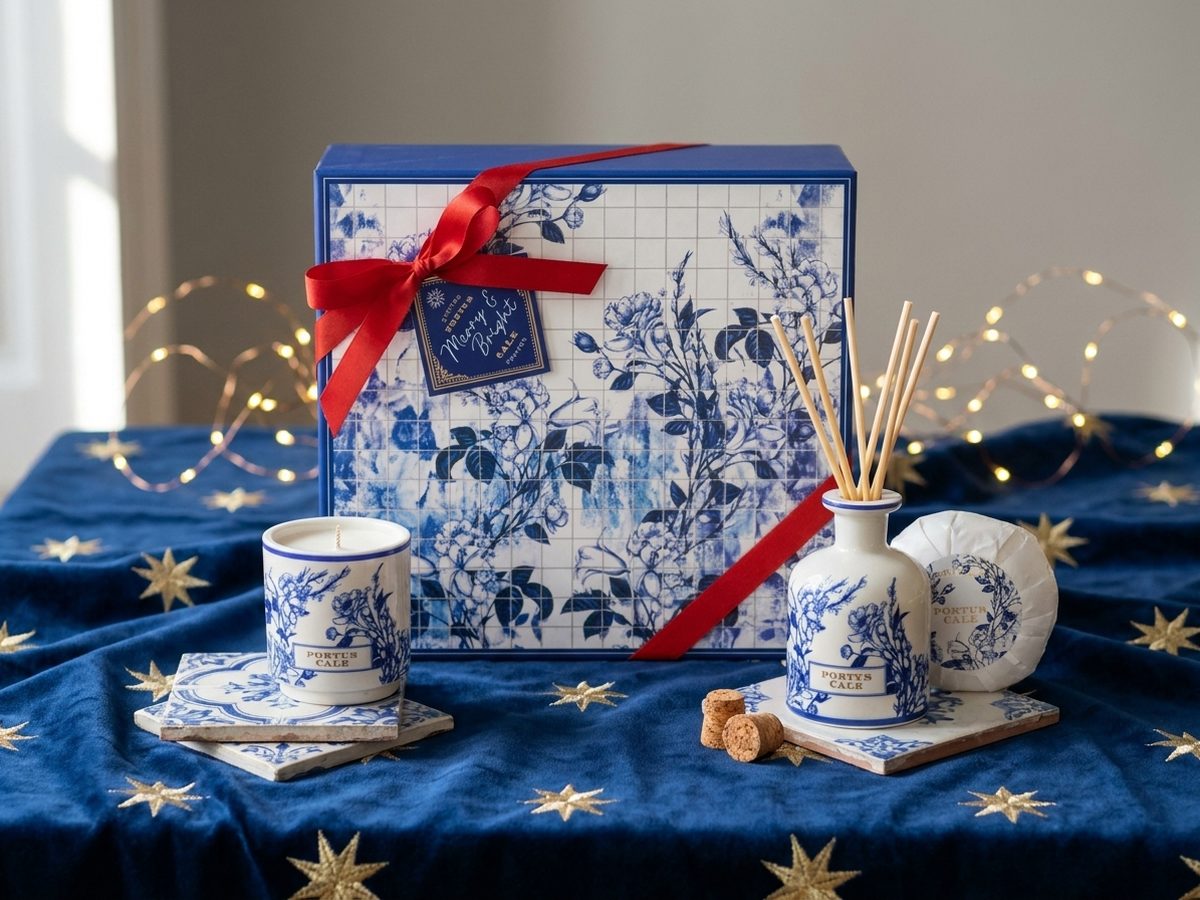 Portus Cale Gold&Blue Gift Set (soap,candle&diffuser)