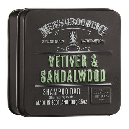 48287 scottish fine soaps pansky tuhy sampon v plechu vetiver a santalove drevo 100g