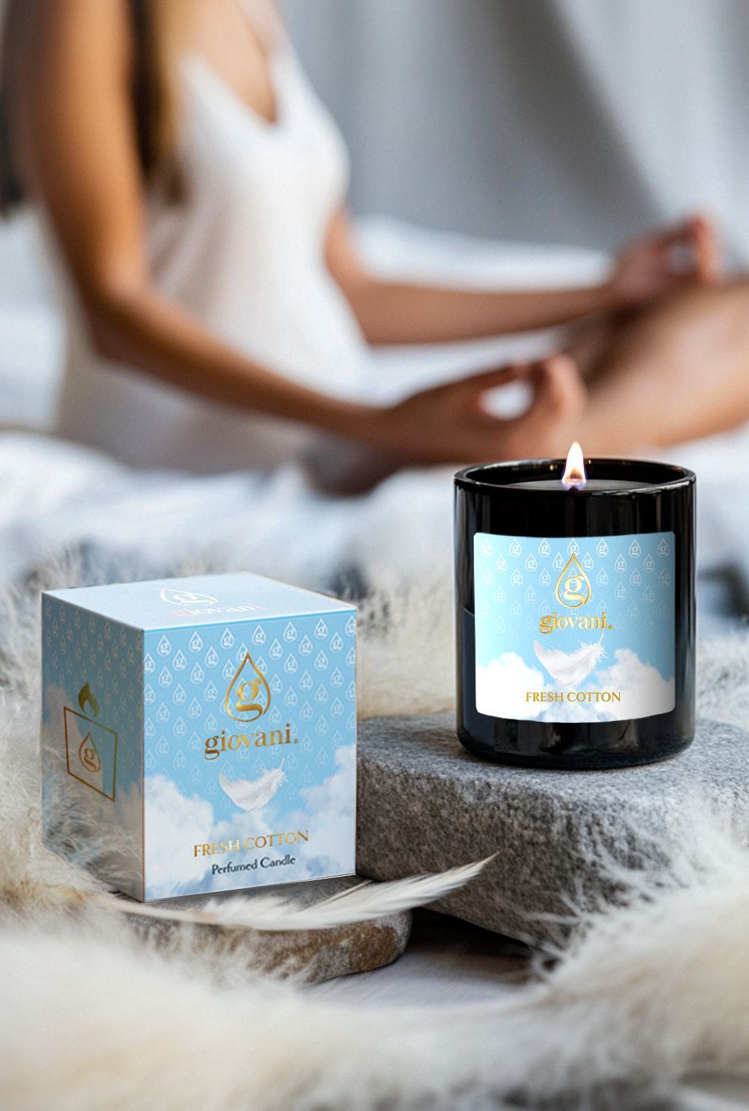 Candela profumata per l'appartamento per profumare lo spazio FRESH COTTON