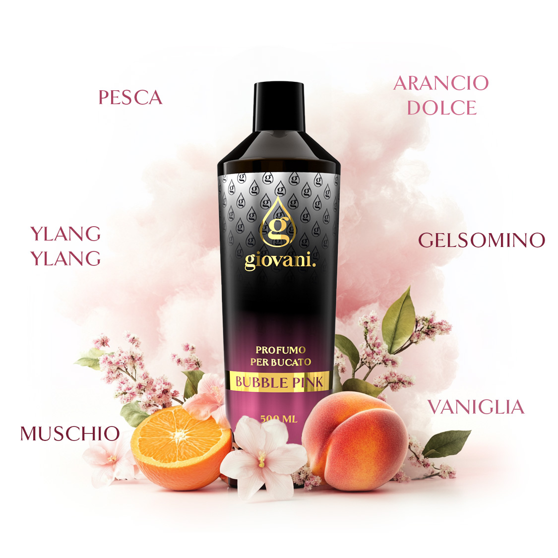 Ingredienti del profumo da bucato Bubble Pink di GIOVANI