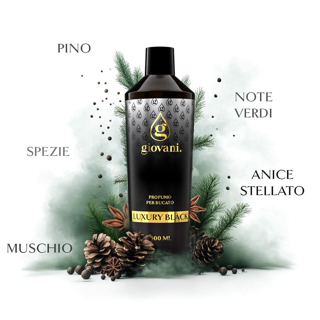ingredienti del profumo da bucato Luxury Black di GIOVANI