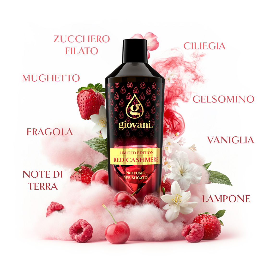 Ingredienti del profumo da bucato RED Cashmere di GIOVANI
