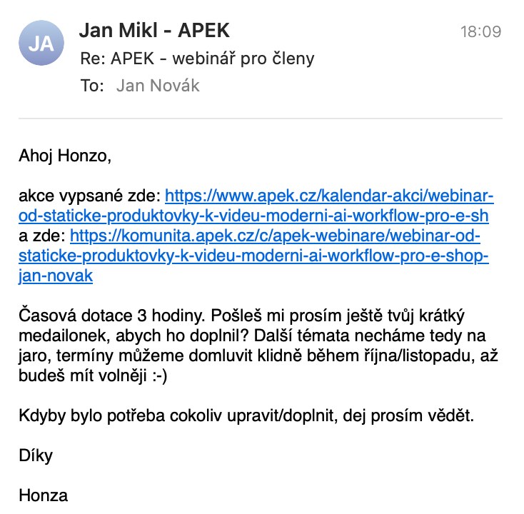 E-mail od zákaznice