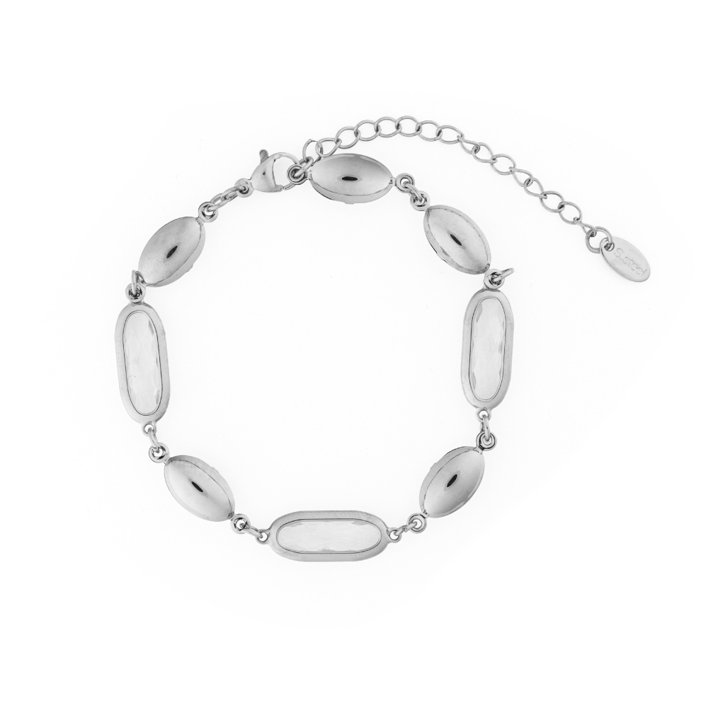 Vintage náramek s kameny - stříbrný