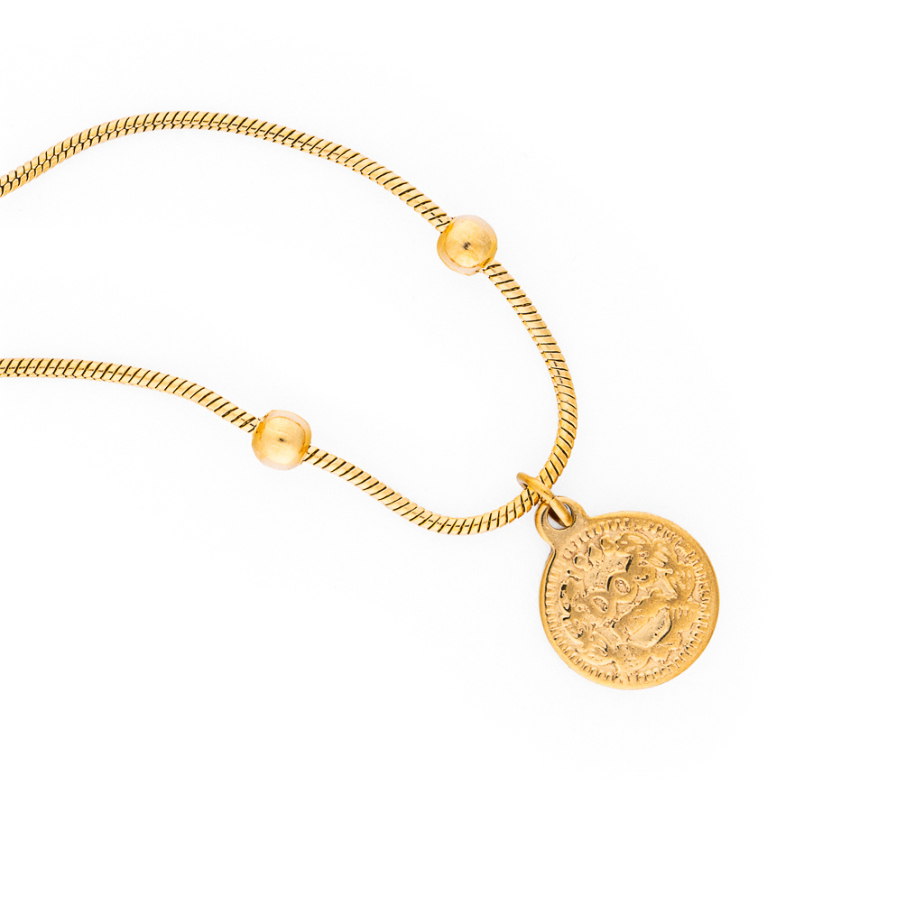 Vintage náramek s přívěskem - pozlacený