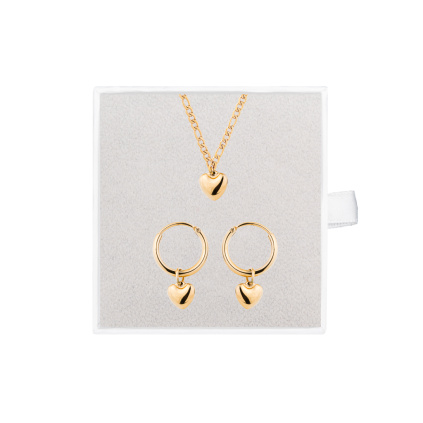 Srdíčkový set náhrdelník a náušnice - zlaté