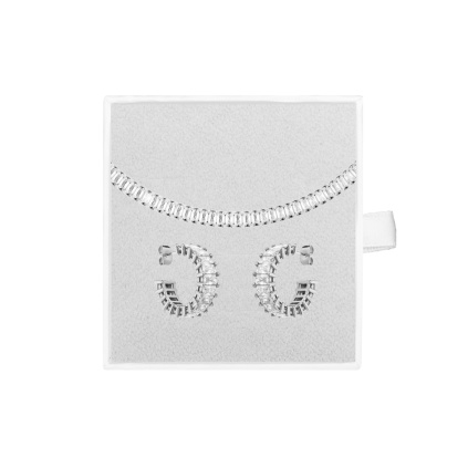 Bílý Crystal set - stříbrné náušnice a náhrdelník