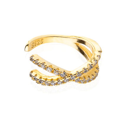 Ear cuff náušnice s drobnými zirkony - pozlacená