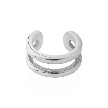 Dvousečná ear cuff náušnice - stříbrná