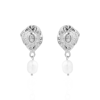 Vintage náušnice s perlou - stříbrné