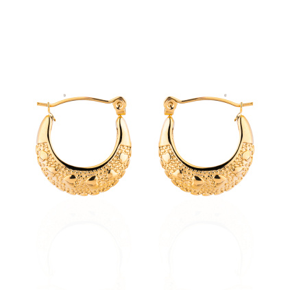 Vintage náušnice se vzorem srdíček - pozlacené