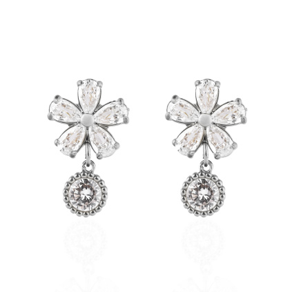 Vintage květinové náušnice - stříbrné