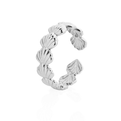 Nastavitelný stříbrný prsten se vzorem mušlí