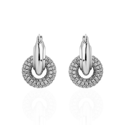 Dvojité hoop náušnice - stříbrné