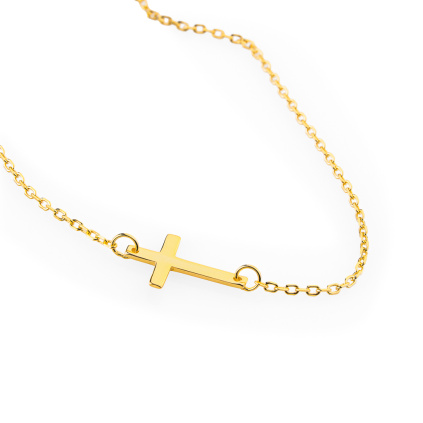 Náramek s křížkem - pozlacený