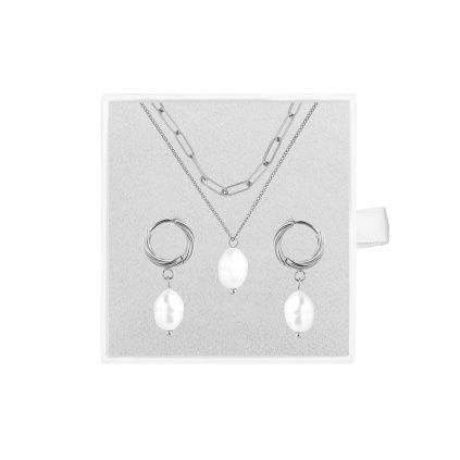 Vrstvený set s perlou - stříbrný